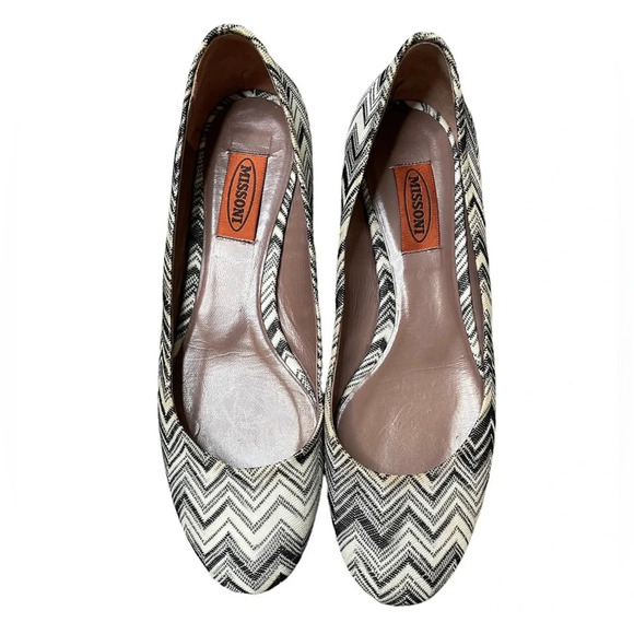 Missoni Chevron Ballet Flats Zig Zag Made In Italy Retail $365 Size 38.5 US 8.5 - Picture 2 of 7